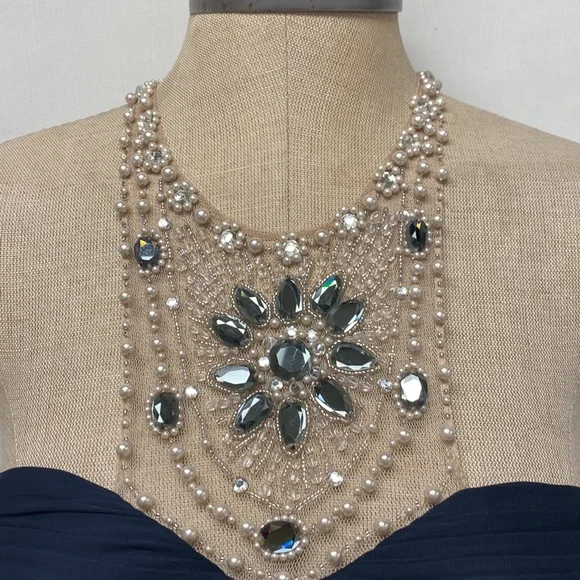 Adrianna Papell empire waist top jewels long gown - Picture 4 of 12